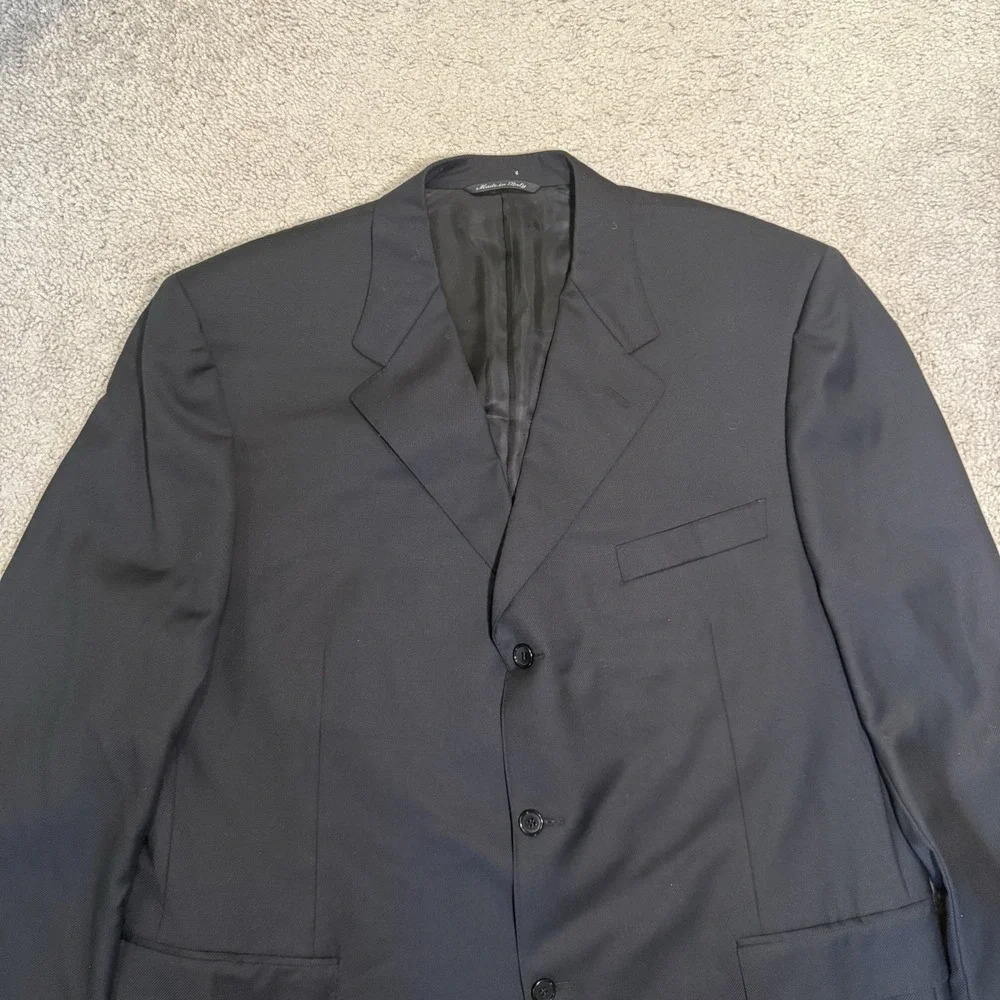 Canali Italy 100% Wool‎ 3-Button Suit Jacket Blazer Black 46R 13320/32 Mens READ